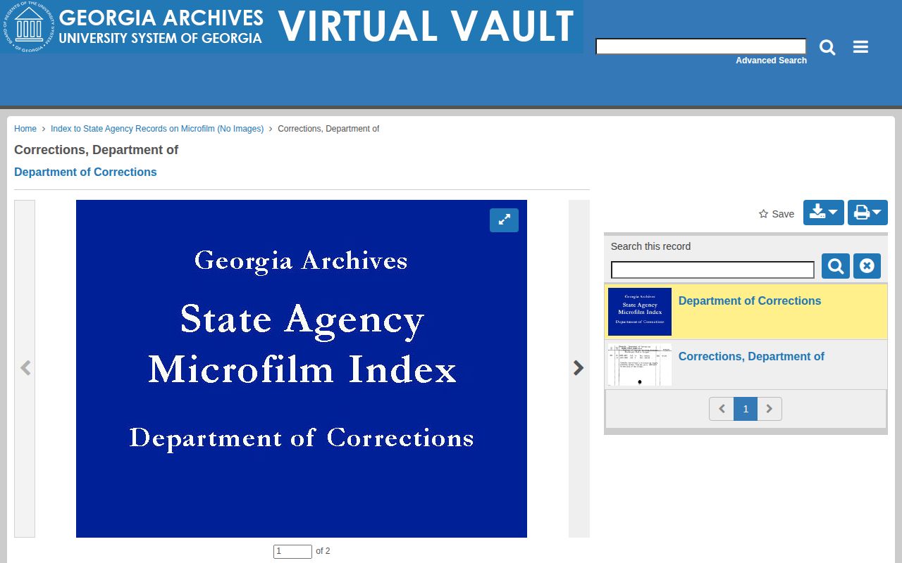 Georgia Archives historical corrections finding aid without a modern Bibb mugshot database