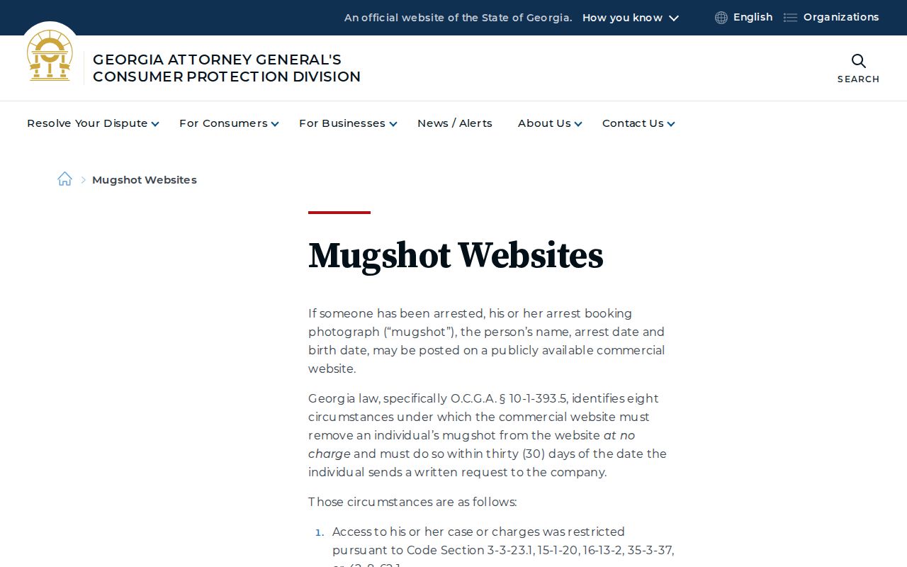 Official Georgia free mugshot removal explanation for Bibb County records